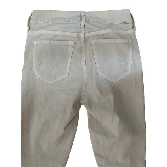 Mother Looker Ankle Fray So Far Gone Jeans Mid Rise White Pink Stripe Size 24 - Picture 9 of 15